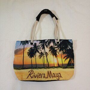 Robin Ruth Riviera Maya Beach Tote Bag With Rope Handles & Zipper Closure Womens